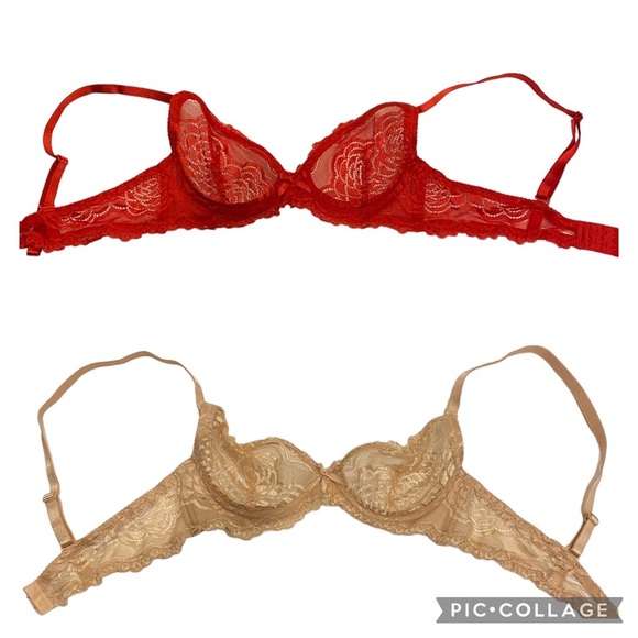 Victoria's Secret Other - Lace Lingerie Bra/Bralettes Red & Nude Size Small
